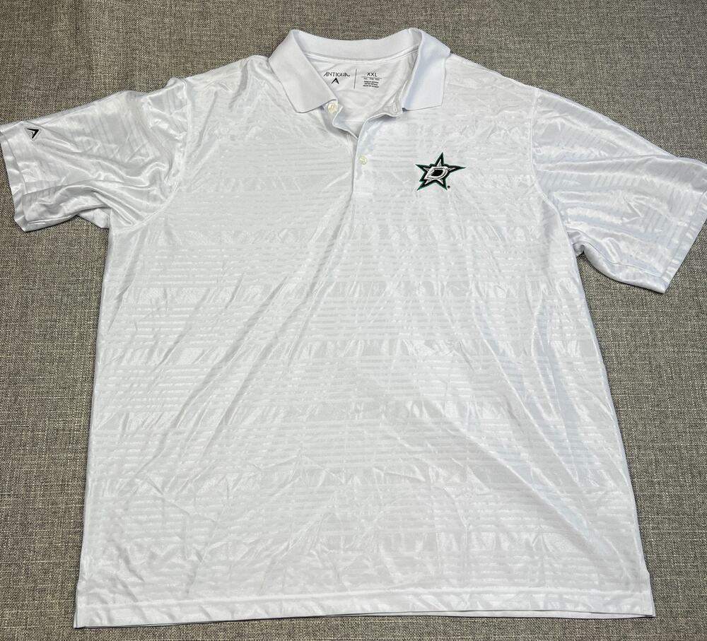 Antigua Dallas Stars Polo Men's XXL White Tonal Geometric NHL Embroidered
